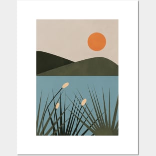 Mountain Lake Sun Boho Print Posters and Art